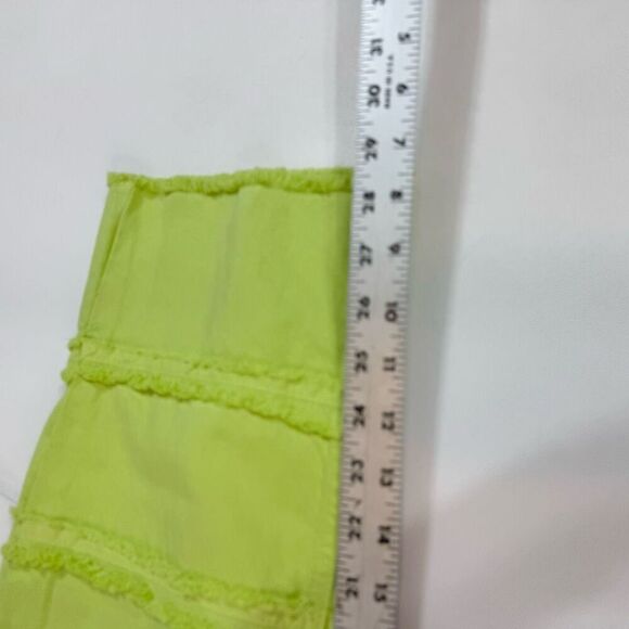 Ragged Lethal Jean Women 24 Green High-Rise Fringed Wide-Leg Lime Neon festival - Picture 2 of 10